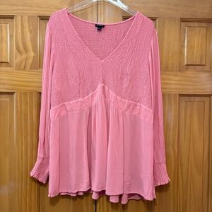 Torrid Coral V-Neck Blouse Size 3X EUC